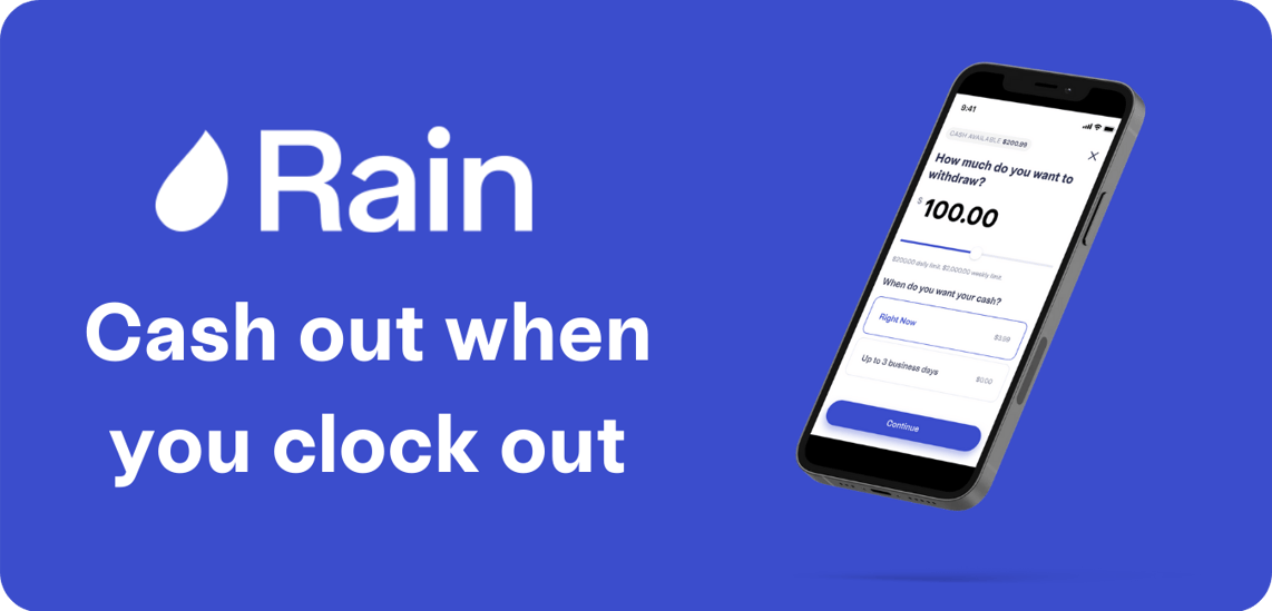 Cash out when you clock out - Rain web banner (1)